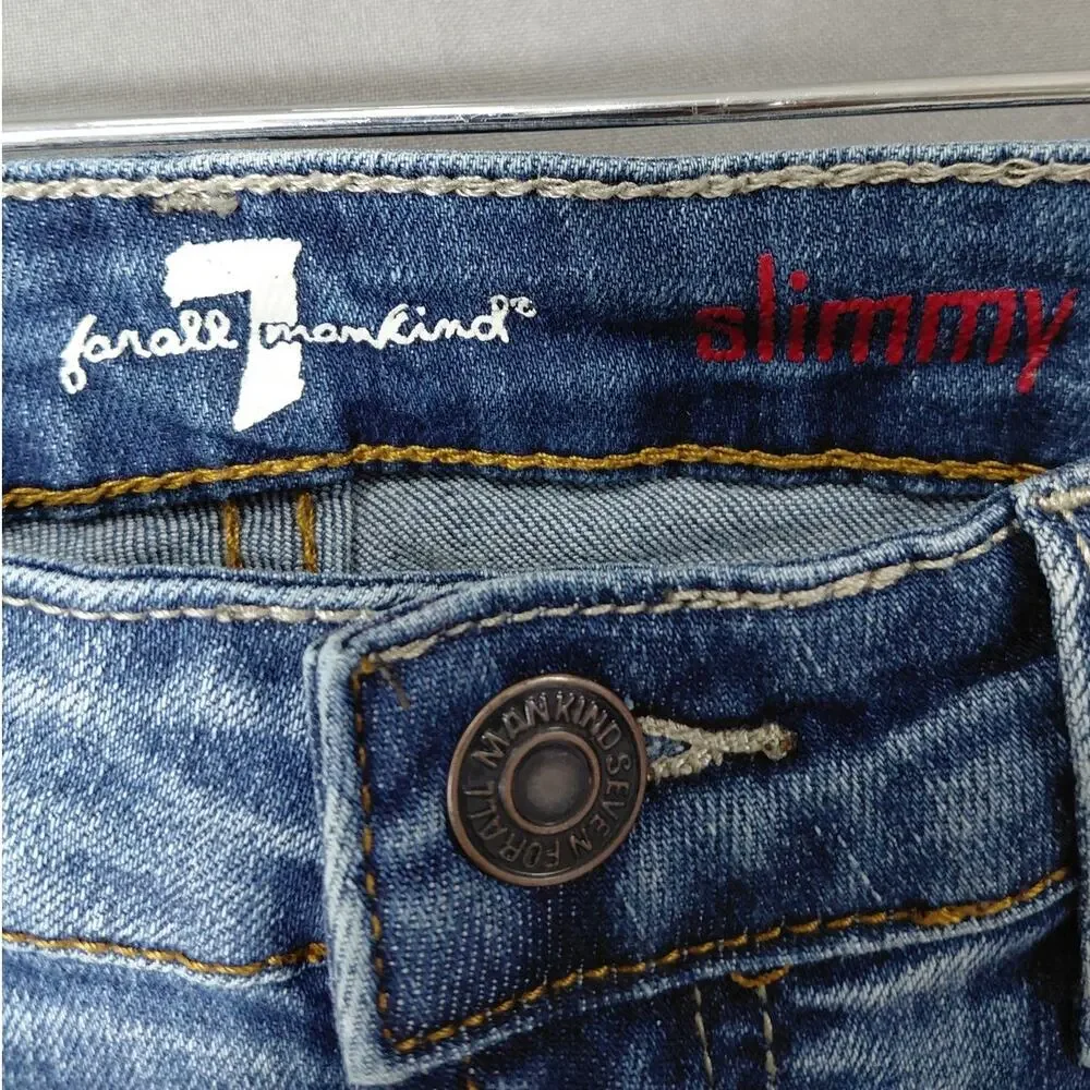 7 For All Mankind Slimy Blue Skinny Denim Jeans Men  See Measurements
